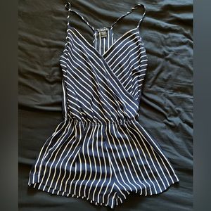 Blue and White Striped Romper by T•I•M•I•N•G